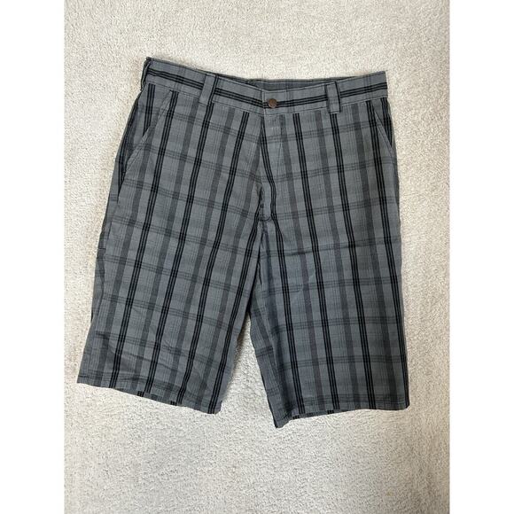 Dickies Shorts Men 32 Gray Plaid Khaki Chino Skater Utility Loose Work 10 Inseam - Picture 1 of 6